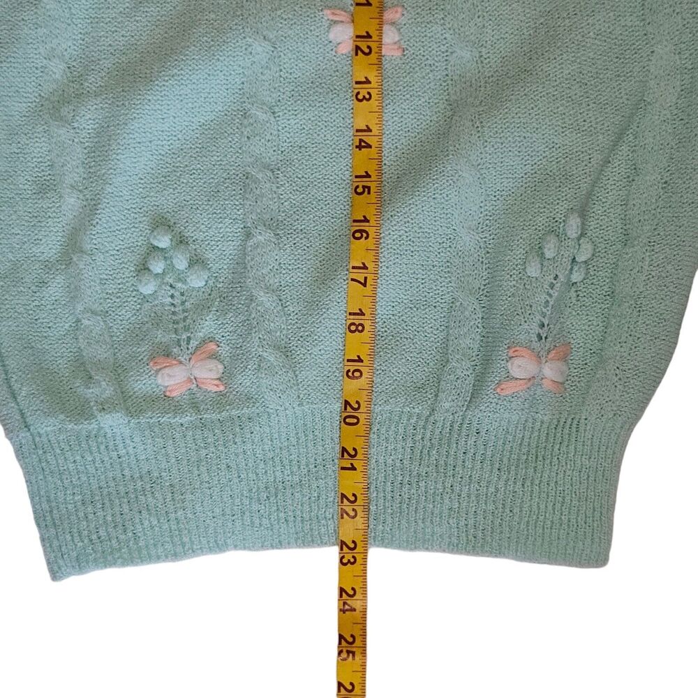 Vintage Pullover Mint Green Sweater Butterflies Size S Fantastik Cottagecore - Picture 7 of 11
